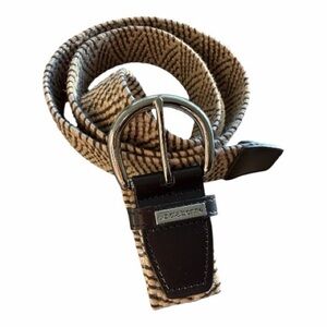 Vintage Liz Claiborne Women’s Belt Woven Stretchable Material Tan Brown 39” L